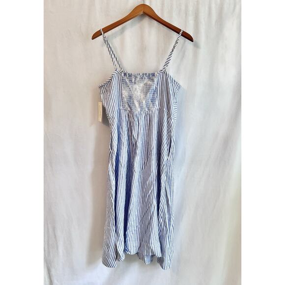 NWT Target Universal Thread Women MEDIUM Linen Corset Midi Dress Blue Striped - Picture 7 of 8